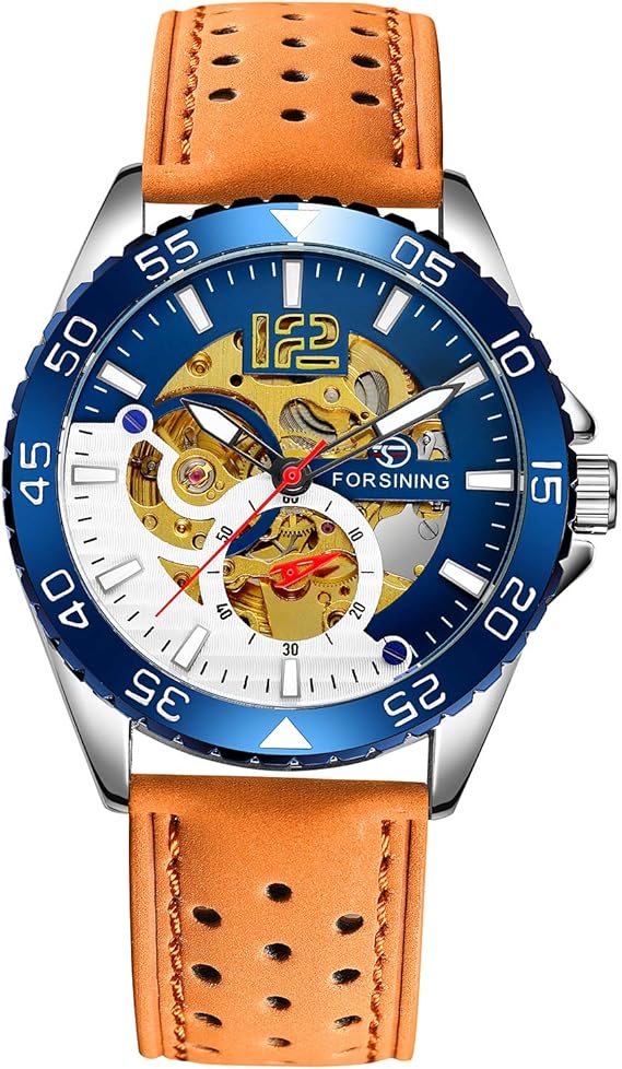 Amazon Sweetbless出品 機械式腕時計 メンズ 自動巻き 手巻付き フルスケルトン おしゃれ 透かし彫り 人気 時計 ブラウン メンズ腕時計 腕時計 通販