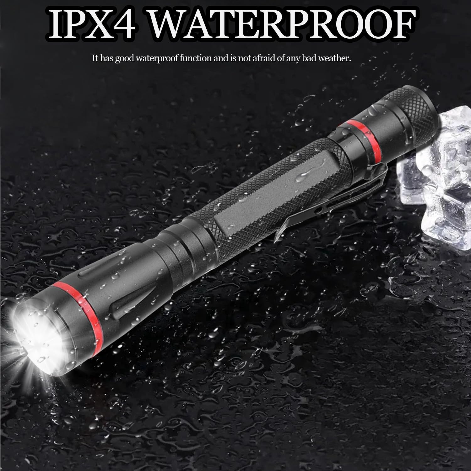 5 Pack Pen Flashlight, 100-200 Lumens Zoomable LED Flashlight with Tail Switch & Clip, 3 Mode High Brightness Mini Flashlight, IPX4 Water Resistant Pen Light for Tactical, Emergency, Repair, Outdoor