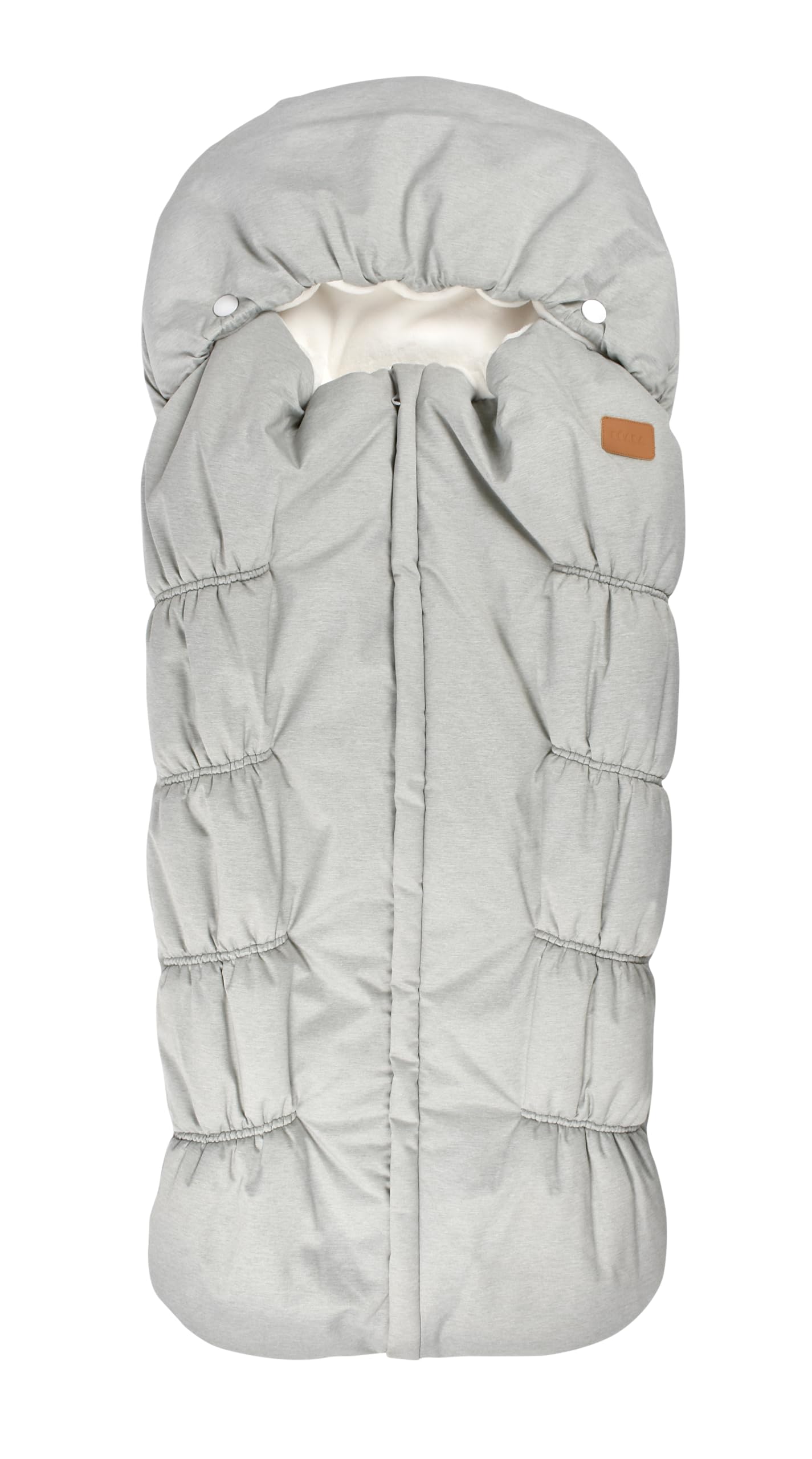 BÉABA, Fußsack für Babys Kinderwagen, 100% wasserdicht, winddicht, Double Fleece Ultra Warm, TOG 6, 3- und 5-Punkt-Gurtführung, Bedeckende Kapuze, Reißverschluss, 6-24 Monate, Grau