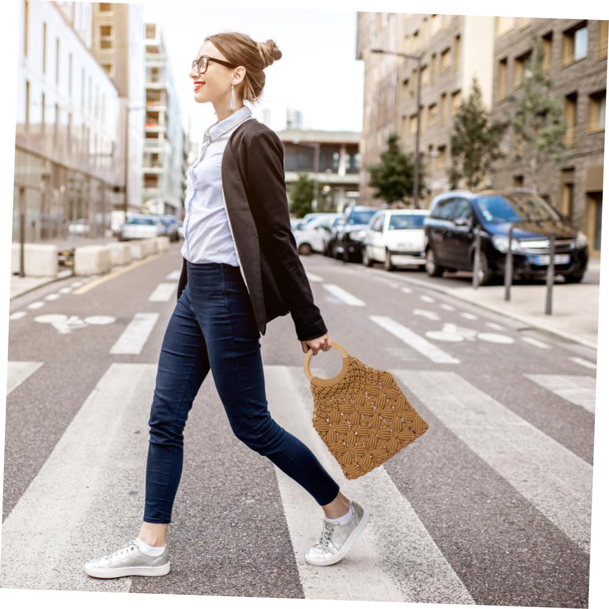 SOLUSTRE Borsa in Corda di Cotone Intrecciata a Mano Stile Creativo e Atmosfera Estiva, Borsa da Spiaggia Casual per Ragazze e Donne Giovani
