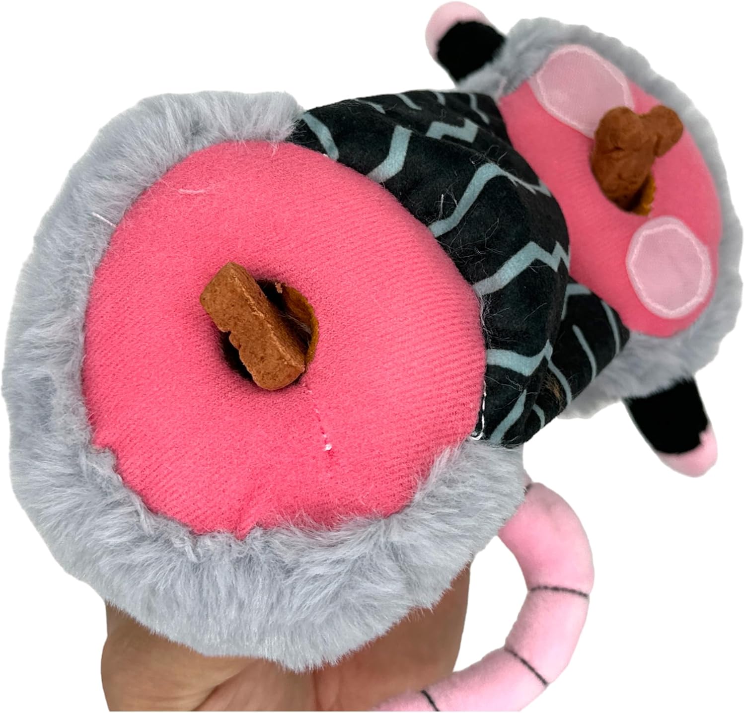 Gray Plush Opossum Dog Toy with Hidden Treat Compartments