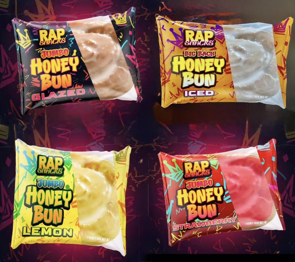 Rap` Snacks Big Back 4 oz Variety Pack Honey Buns; Lemon, Strawberry, Iced, and Glazed 2 each flavor (Pack of 8)