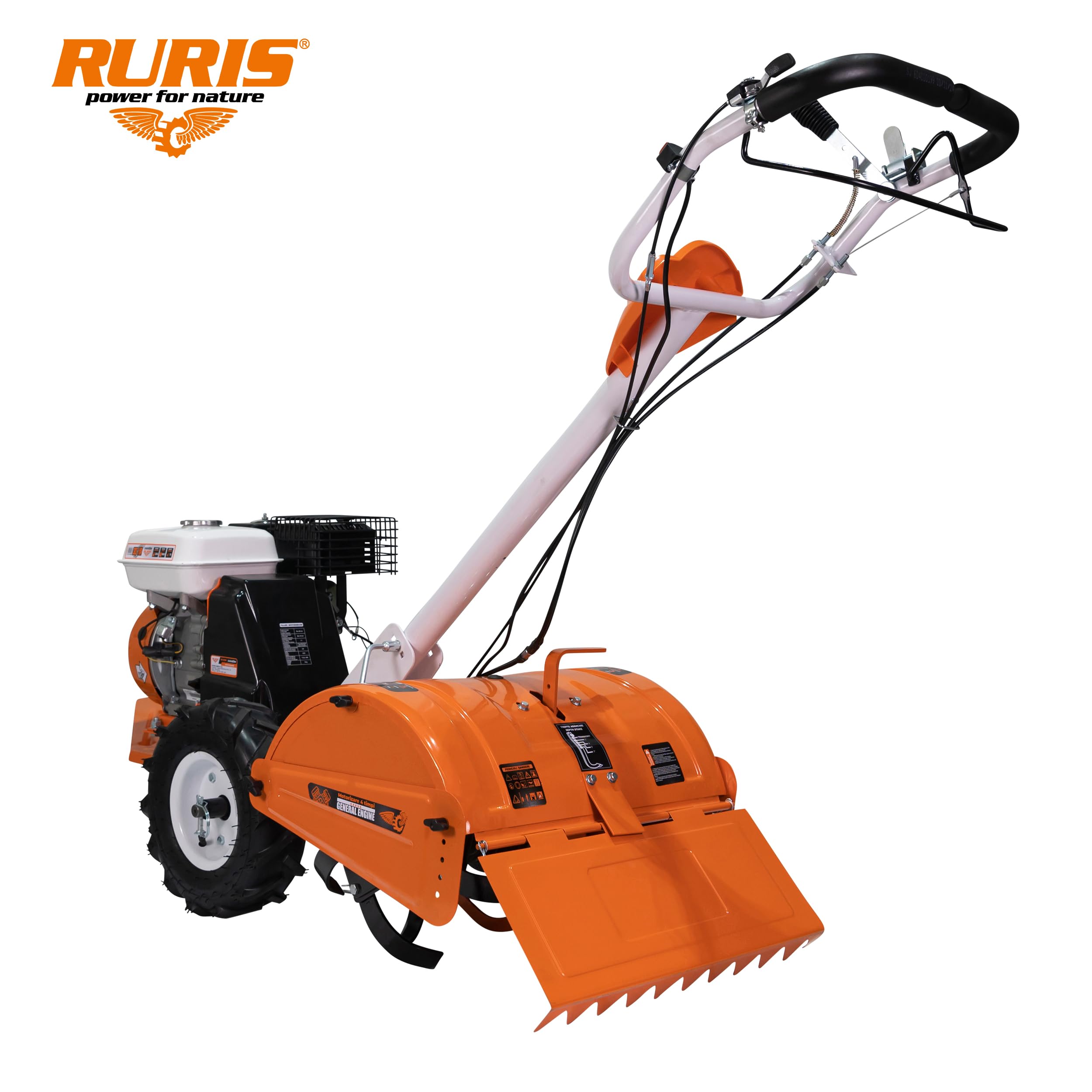 RURIS 5800r, Motobineuse Rotofraise Arriere de 480mm, Ideale pour des Serres et Solariums, Orange
