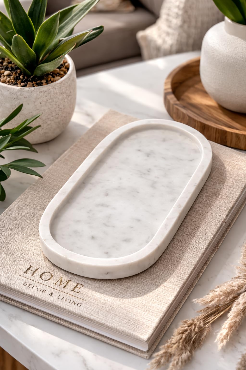 EAKDANT Natural Marble Decorative Tray | Handcrafted Vanity Organizer & Catchall | Jewelry, Keys, Perfume, Home Decor | Luxury Marble Tray