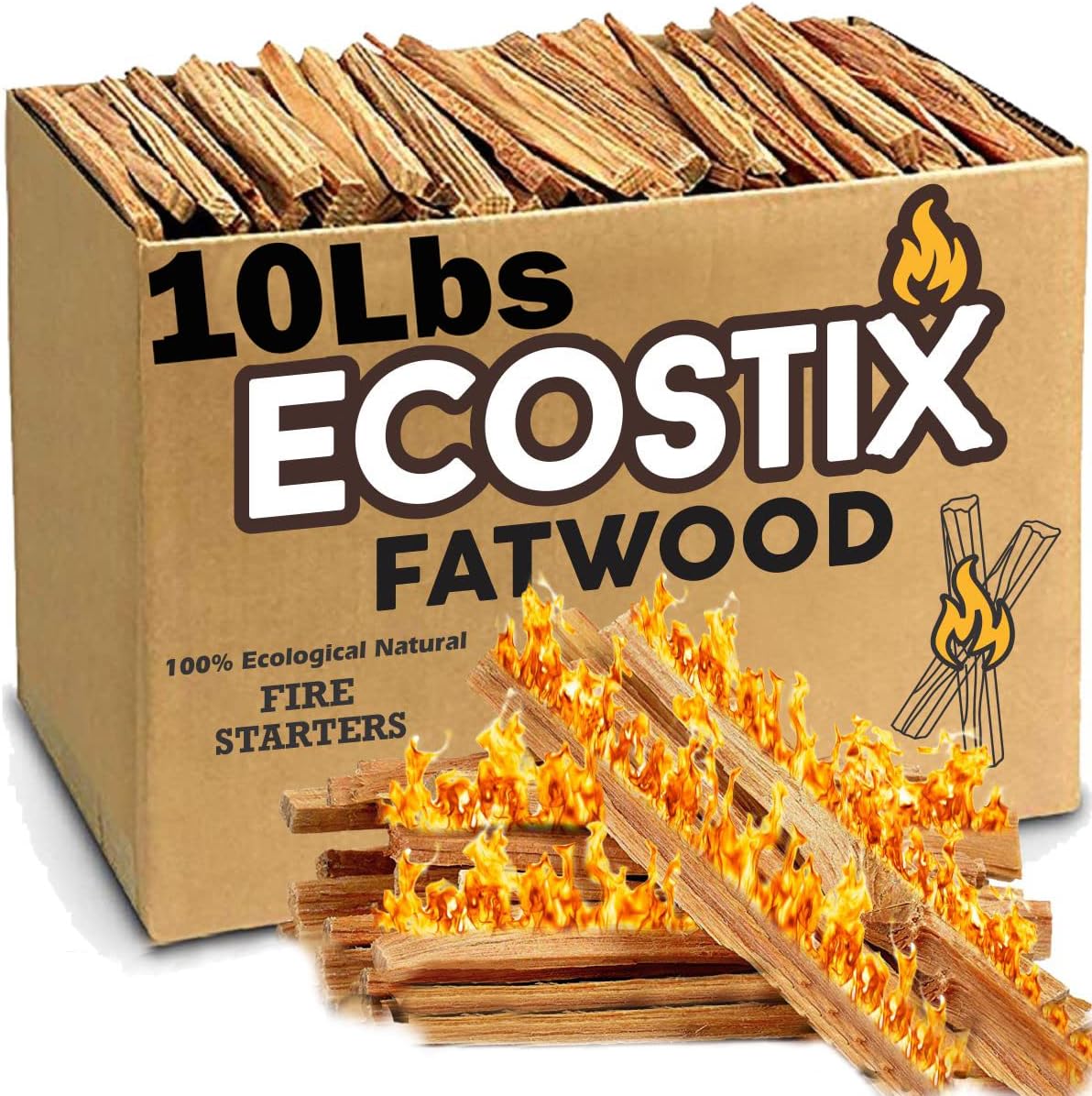 EasyGoProducts Eco-Stix Fatwood Fire Starter Kindling Firewood Sticks – 100% Organic – Firestarter for Wood Stoves, Fireplaces, Campfires, Bonfires - 05 Pounds : Everything Else
