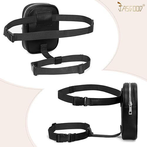 Miniatura 4 de JASGOOD Riñonera de moda para mujer, arnés de muslo, bolsa de pierna caída, Negro (G-Black), Moda
