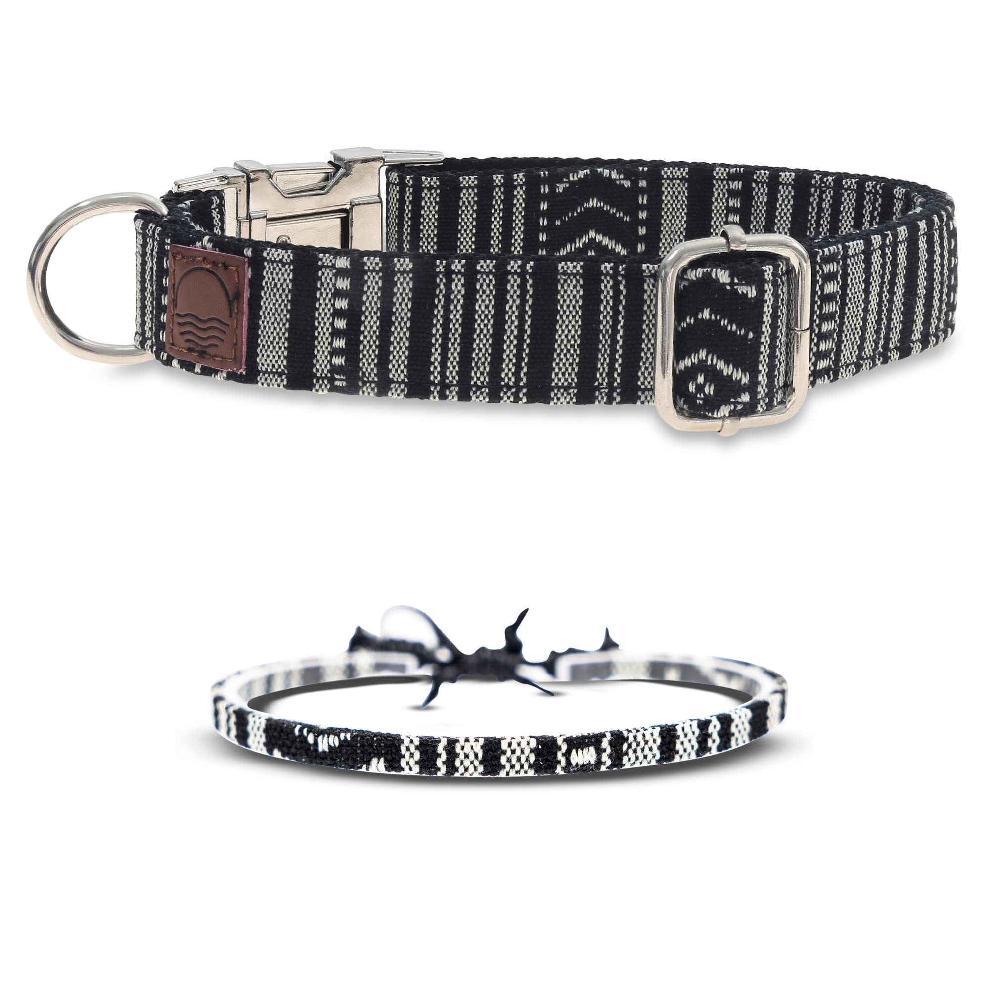 Made by Nami Boho Nylon Dog Collar with Matching Bracelet, Various Sizes Small & Large Dogs, Adjustable
