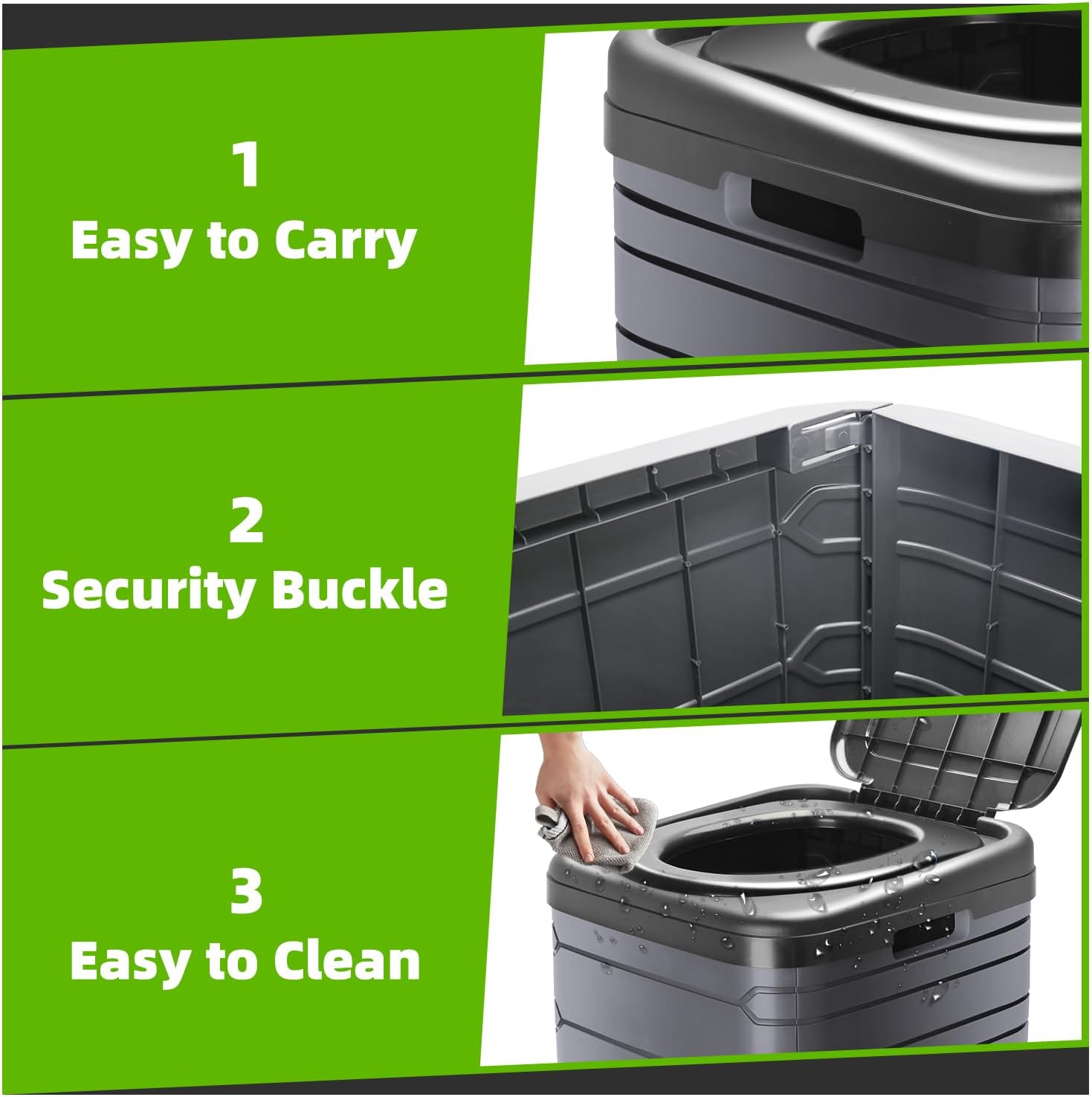 Sckee XXL Portable Toilet for Adults,16'' Tall Camping Toilet with Lid and Carry Bag, Heavy-Duty Portable Potty for Camping, Hiking, Car Travel,Truck, RV, Boating, Road Trips, Beach