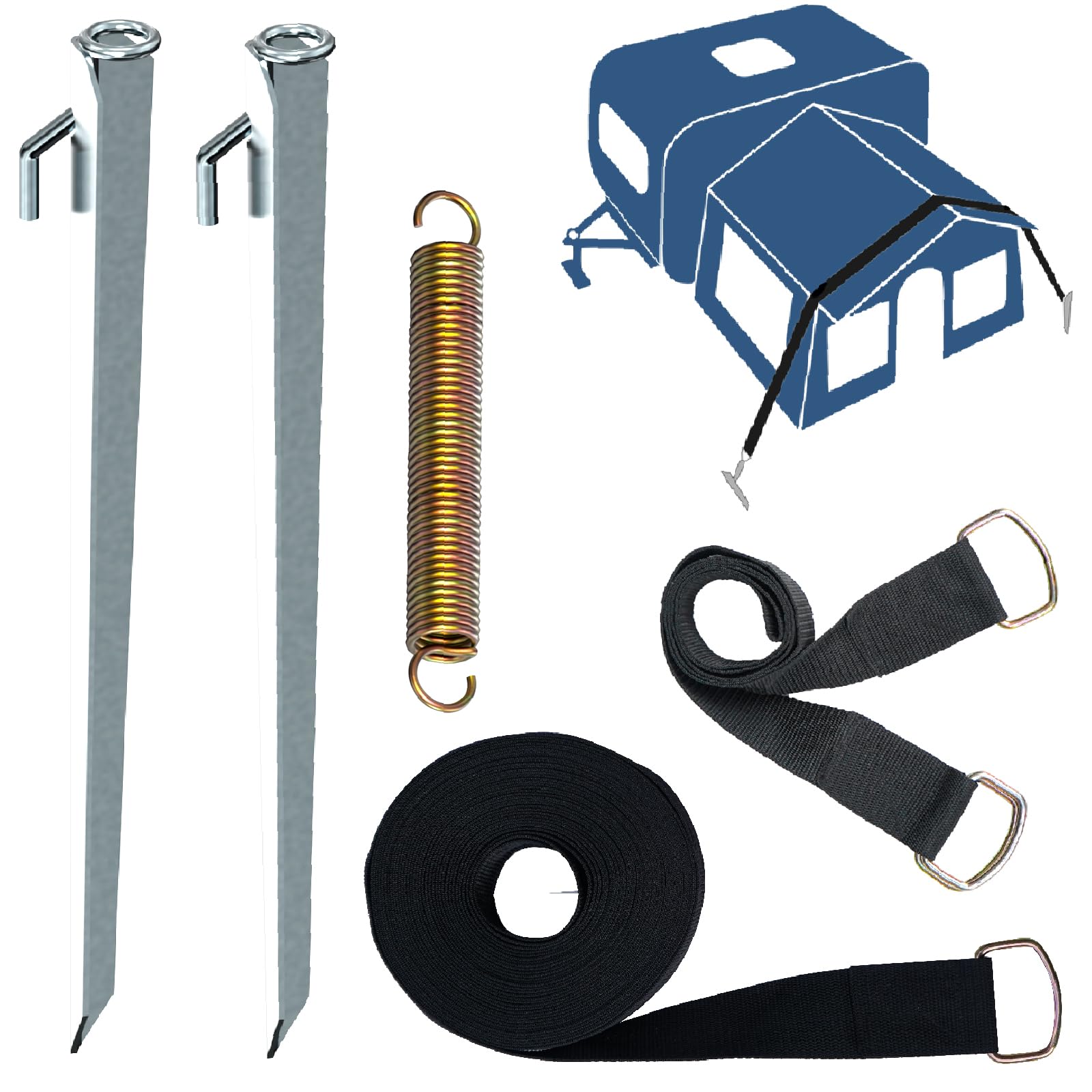 Heavy Duty RV Awning Tie Down Kit,RV Awning Pull Straps, Polyester, Campers Awning Anchors Accessories