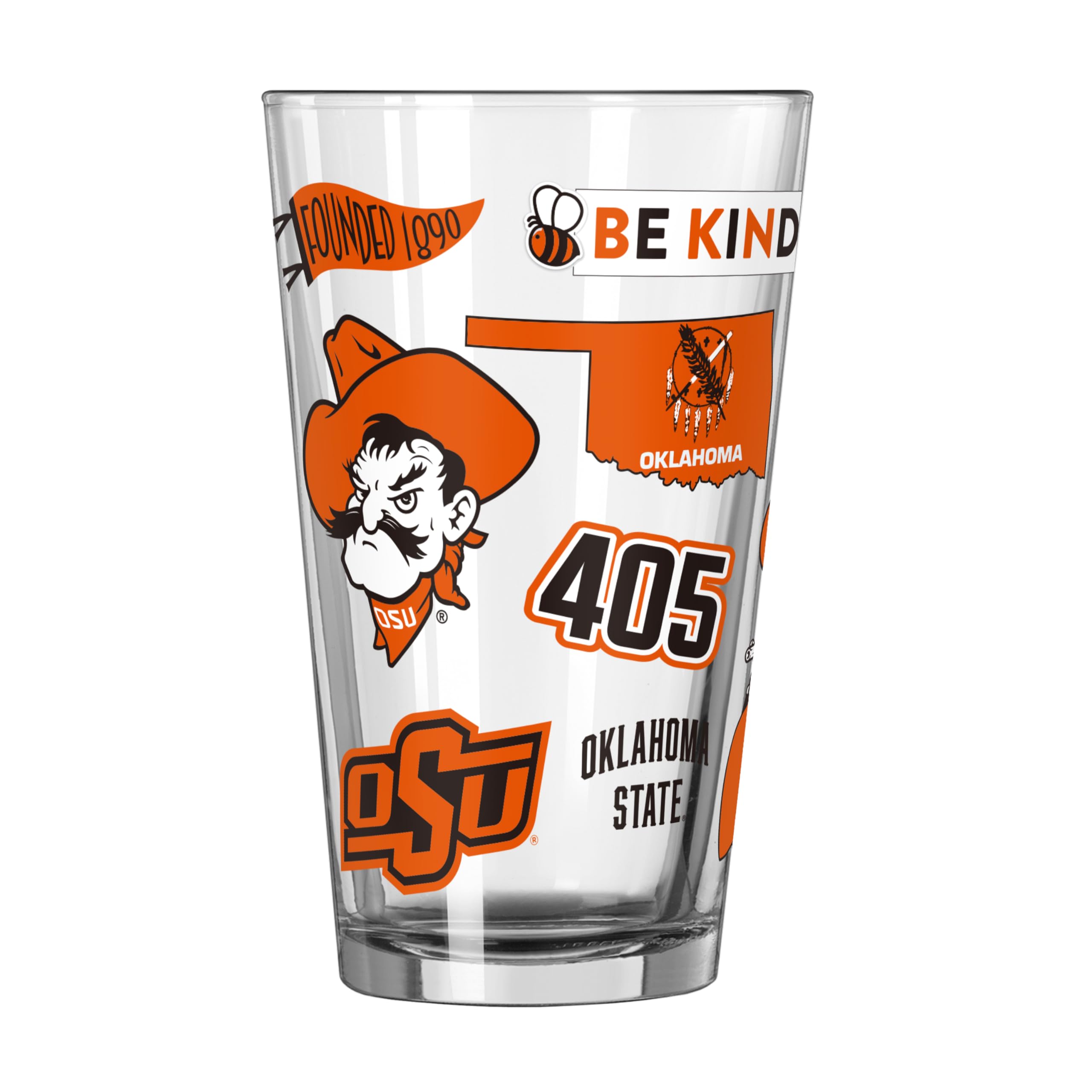 Logo Brands NCAA 16 oz Pint Glass - Durable Glass With Bold Team Color– Chip-Resistant Rim Drinkware For Fans, Tailgates, Home Bars &amp; Everyday Use