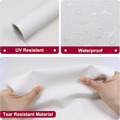 Miniatura 2 de Tela de cuero de vinilo, material impermeable marino de 55 x 36 pulgadas, tapizado de piel sintética, 0.024 in de grosor, anti-UV, sin pelar, para