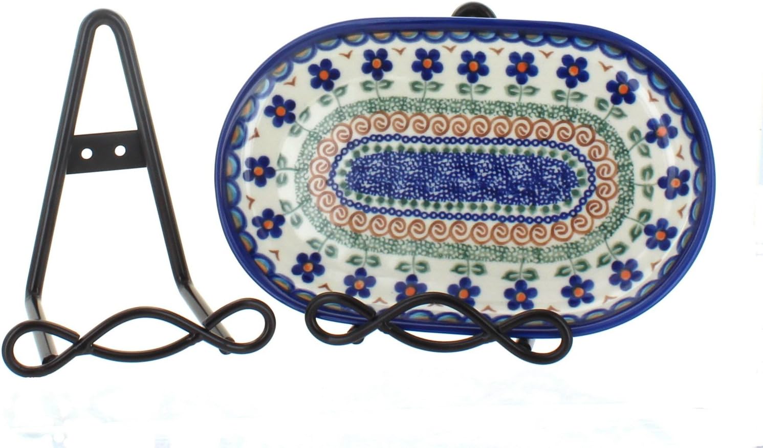 Blue Rose Polish Pottery - Black Small 5.5" Loop Design Plate Rack - 5.5" x 3.5" x 4.75" - Rack for Dinnerware