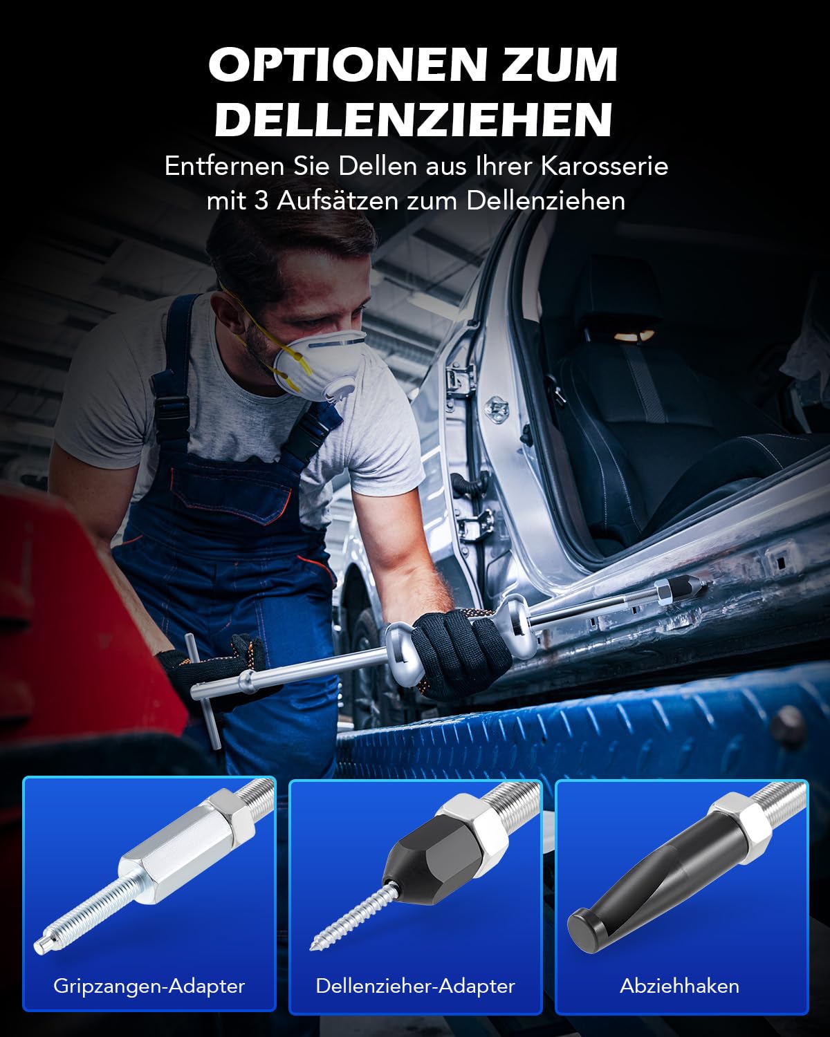Orion Motor Tech 9-in-1 Gleithammer Set, Universal Radnabenabzieher und Radlager Abzieher Werkzeug, Schwerlast Zughammer Satz für Innen- und Außenabzieher, Antriebswellen im Koffer