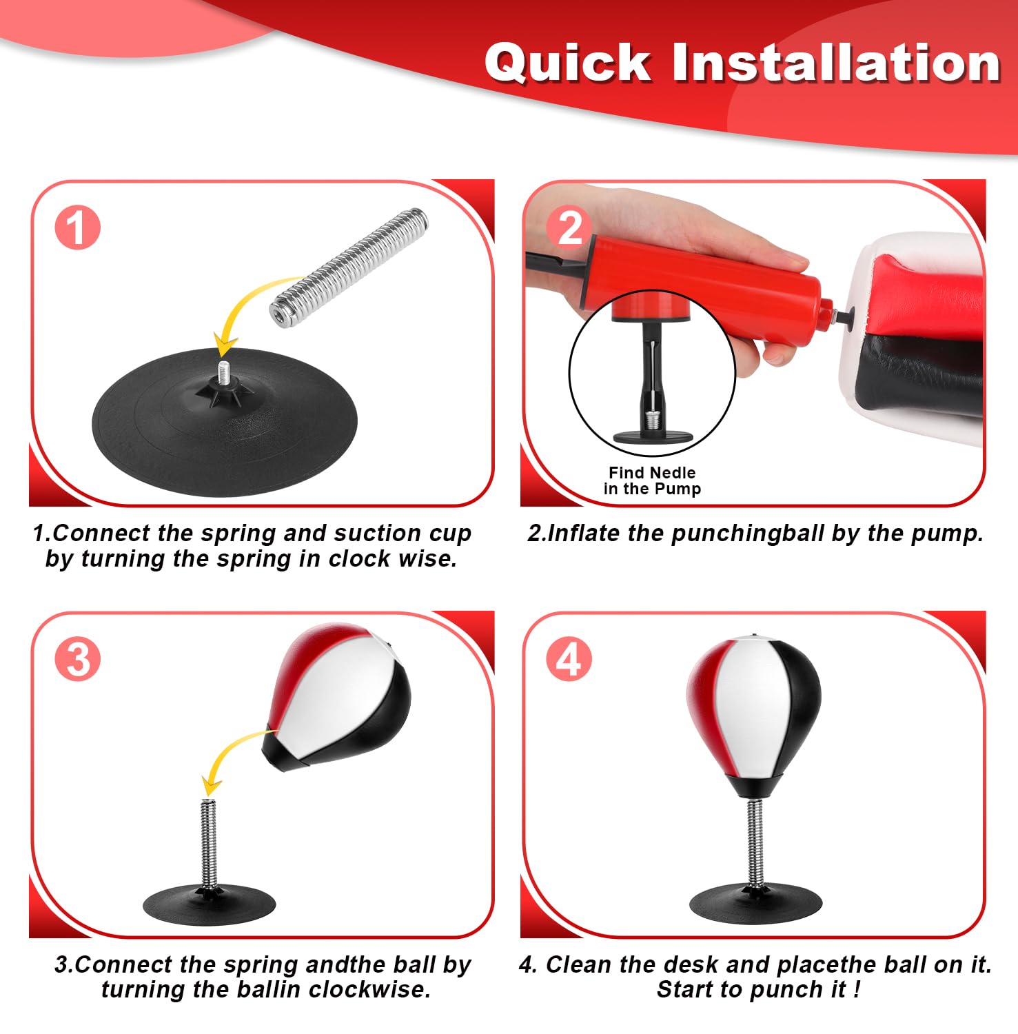 NZQXJXZ Sacco da Boxe da Tavolo, Punching Ball con Ventosa Super Forte, Antistress con Ventosa per Tavolo e Banconi da Ufficio, Regalo Divertente per Amici o Colleghi