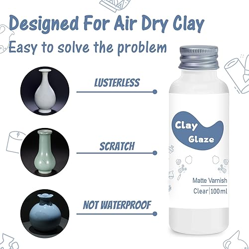 Miniatura 12 de Esmalte de arcilla seca al aire, barniz de arcilla para secado al aire, barniz acrílico transparente para cerámica artesanal impermeable y acabado