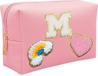 Vista 13 de Bolsa de Maquillaje Preppy, Estuche de Lápices de Cuero PU Premium Impermeable Bolsa de Cosméticos con Sonrisa Corazón Arcoíris Linda Bolsa