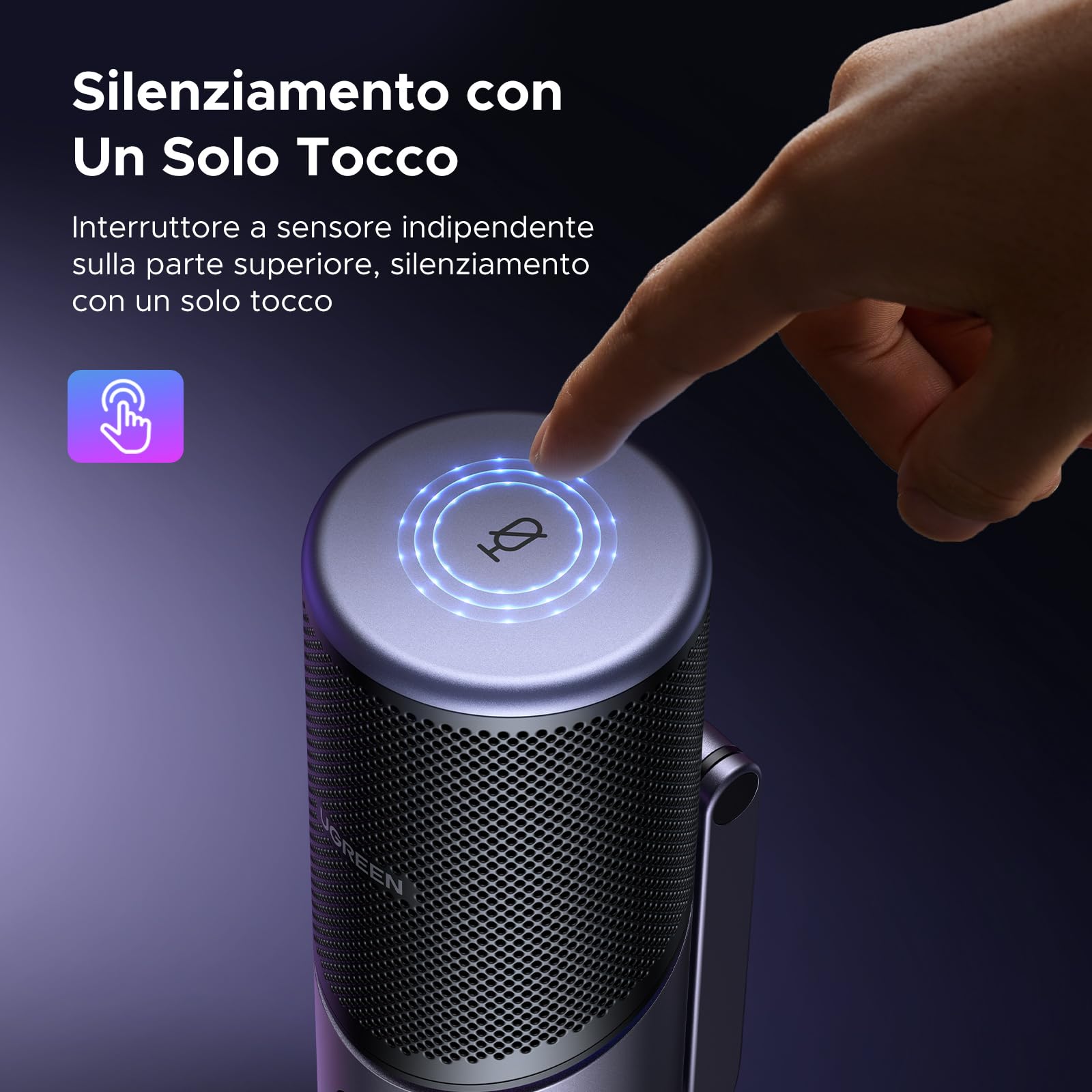 UGREEN Microfono a Condensatore USB 24bit/96kHz Compatibile con PC PS5 per Gioco Streaming Podcast Youtube Registrazione