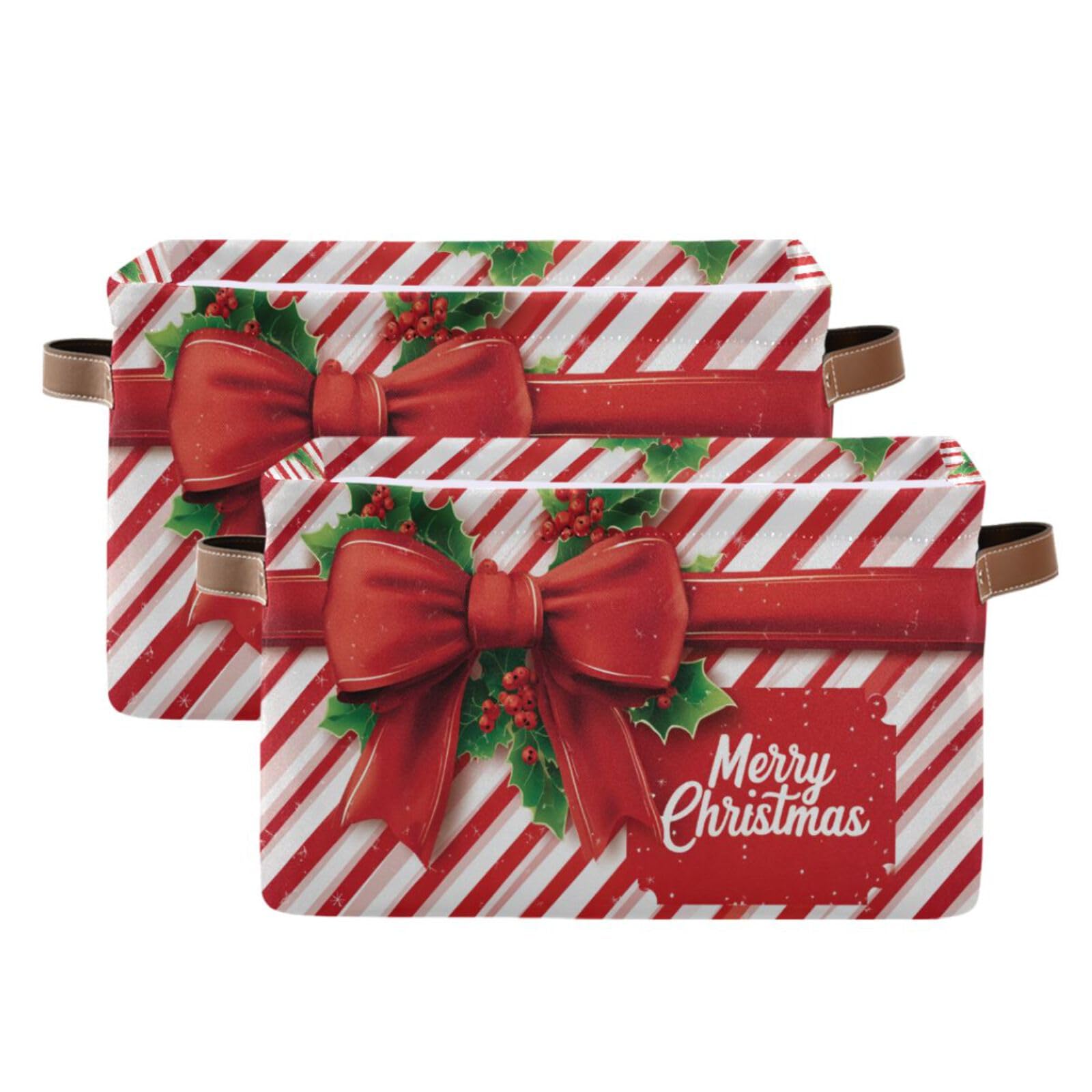 Aslsiy Storage Basket Holiday Bows Christmas Decor (3) Nursery Bins Baby Box Canvas Clothes Shelf Basket Laundry Hampers 2 Pcs