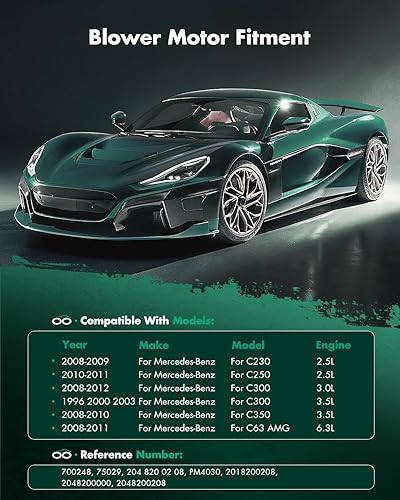 Vista 851 de SCITOO 700188 Reemplazo del motor del ventilador HVAC con jaula de ventilador para Toyota Tacoma 2005-2015, reemplazo OE - 87103-04043, 87103-04044