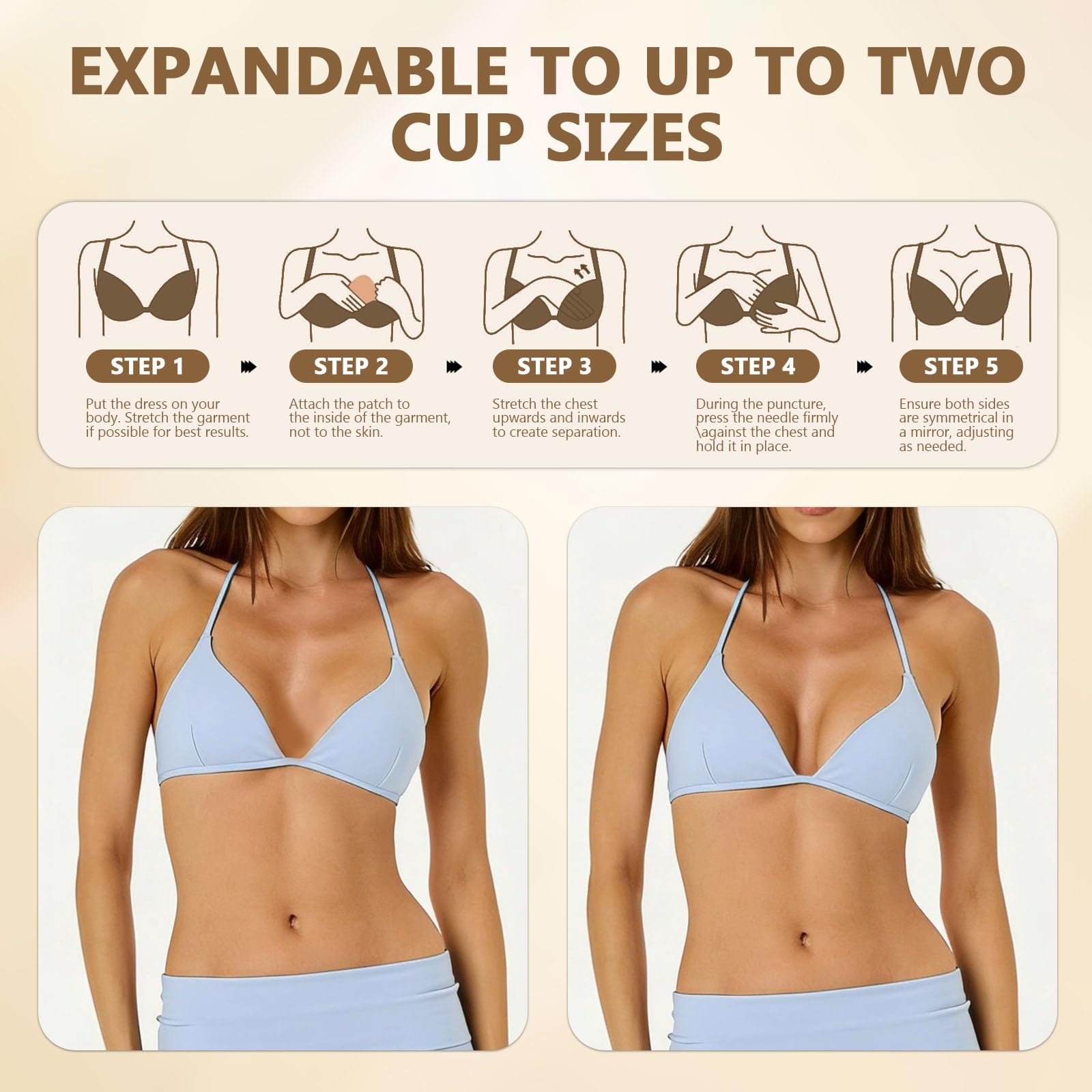 4 Paar Knödelform BH-Einsätze, Dicke Push up Pads, Abnehmbare Ersatzschwamm, Dünne Oberseite&Dicker Boden BH Cups Zum Einnähen, Bikini Einlagen Für Frauen Und Mädchen(Hautfarbe)
