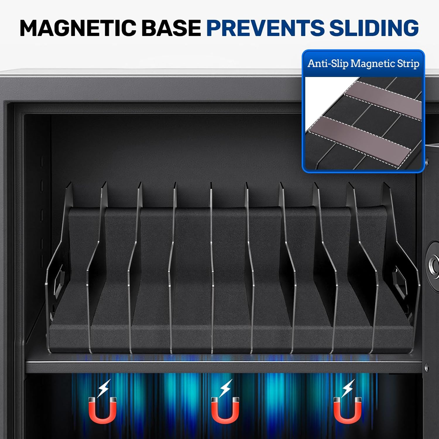 BlackSmith Large Soft Foam Pistol Rack for Gun Safe & Cabinets Handgun Storage Organizer Revolver Display Holder with ABS Side Panels and PP Dividers