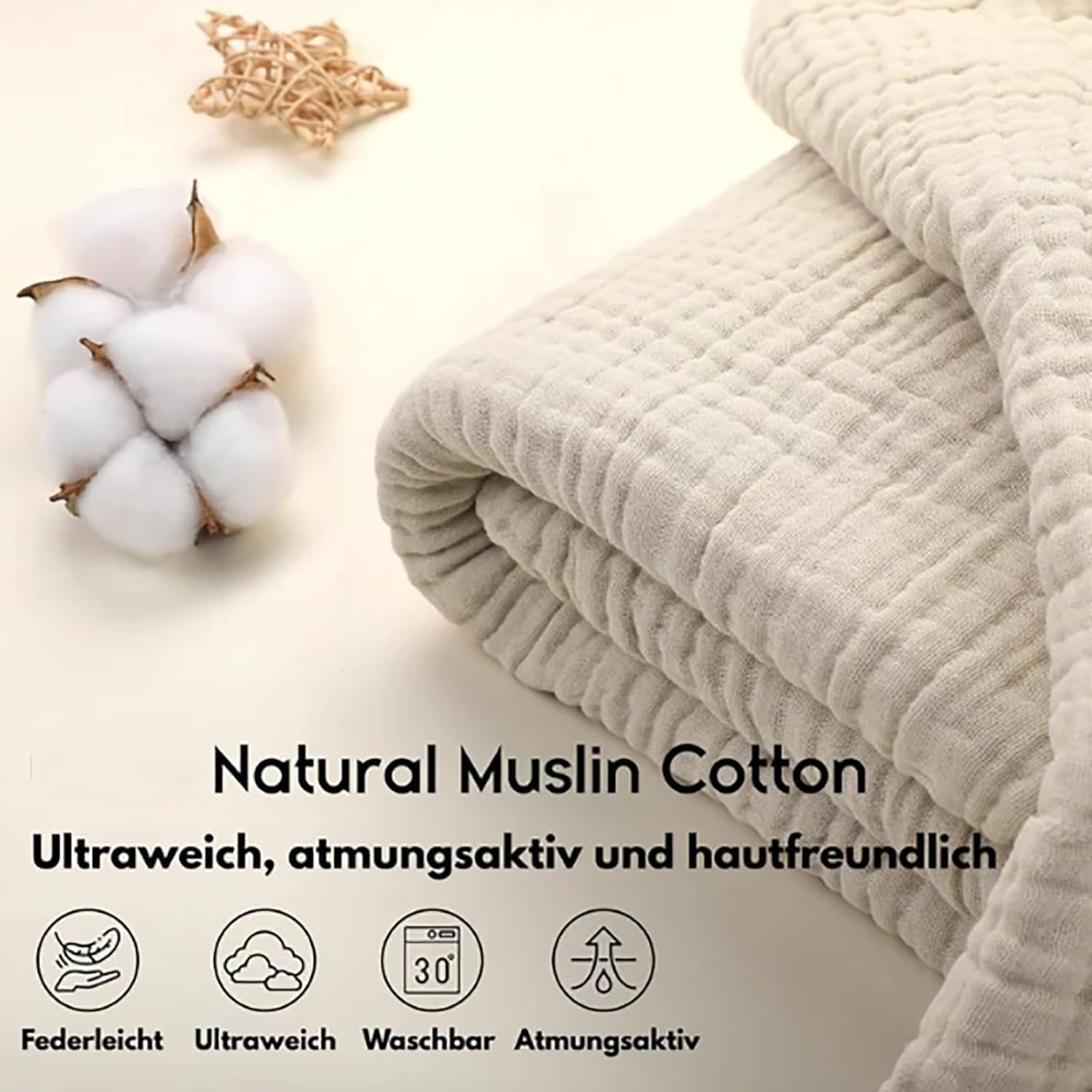Musselin Decke, 2026 New Sanfte Musselindecke Erwachsene Sommer, 100% Aus Natur Baumwolle, Weiche & Atmungsaktive Muslin Blanket füR Kinder, Perfekt füR Bett, Sofa (Dunkelgrün,150 * 200CM)