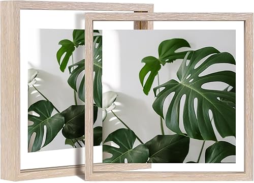 Miniatura 77 de Egofine Juego de 2 marcos flotantes de 8 x 10 pulgadas, marco de fotos de plexiglás doble, hecho de madera maciza, fotos de cualquier tamaño de