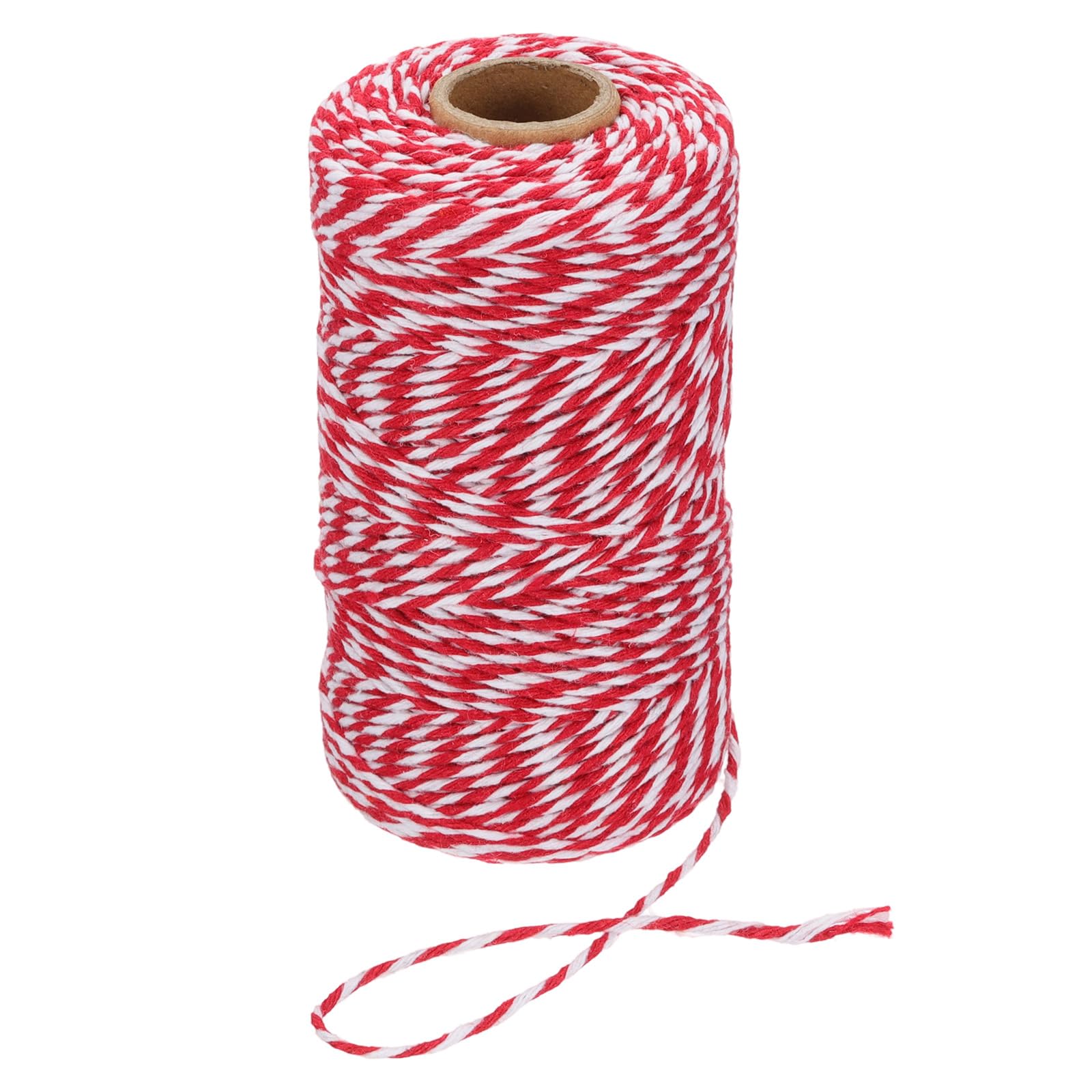 PATIKIL 100m Butcher String Twine, 2mm Cotton Bakers Decorative Twine String Rope Cord for Gift Wrapping Arts Crafts Party Kitchen Gardening, Dark Red White