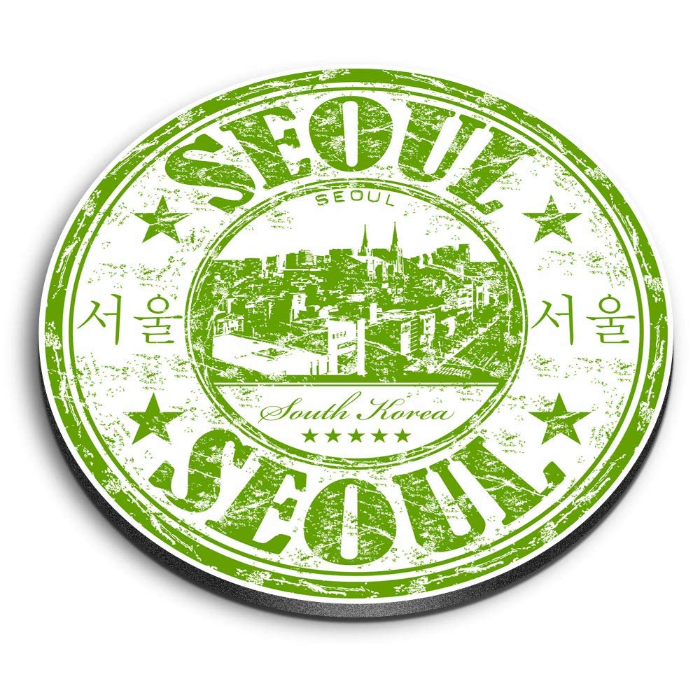 1 x Round MDF Magnet - Seoul South Korea Travel Stamp 5811