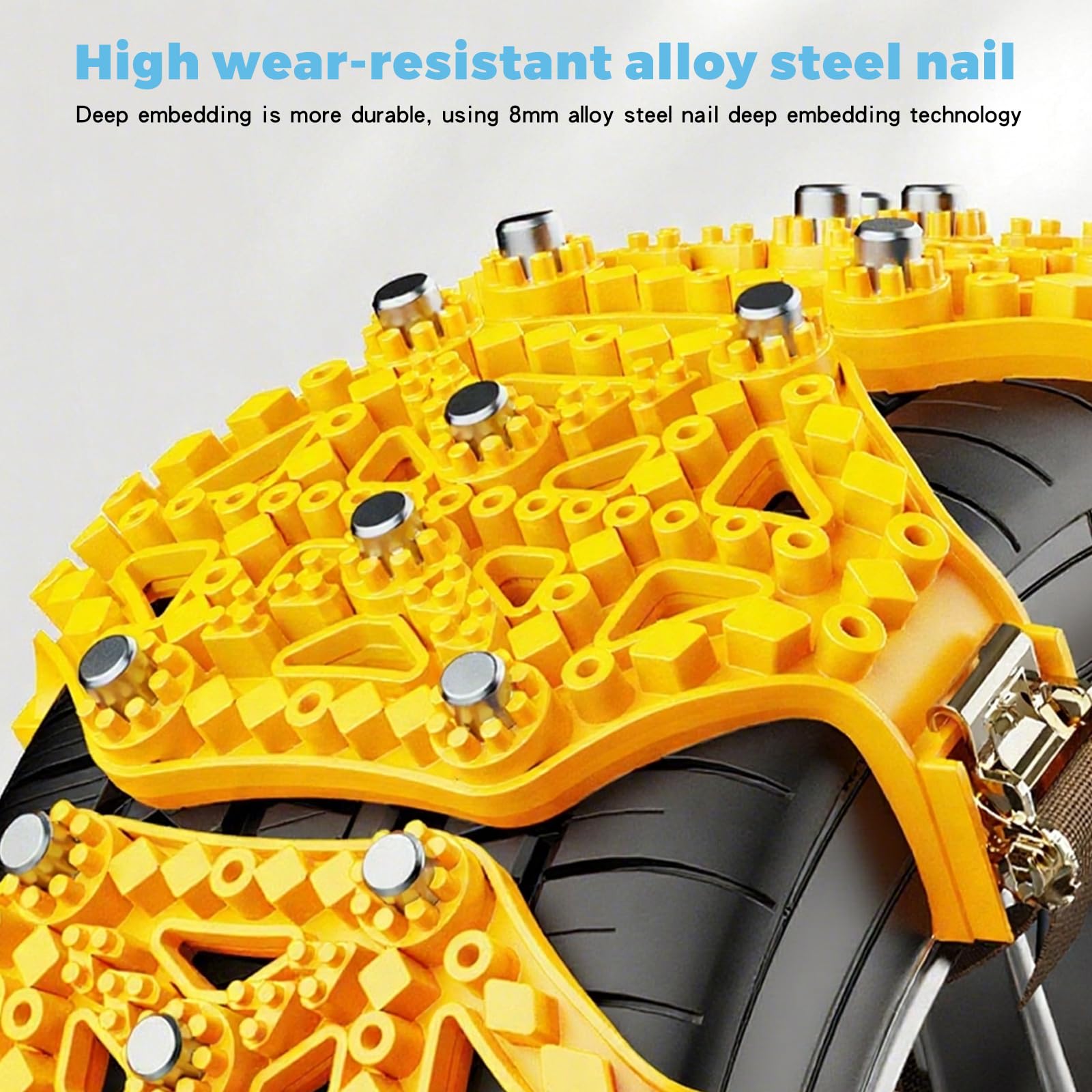 8 Pcs Cadenas Nieve, neumáticos invierno cadenas de seguridad, Juego Universal para Neumáticos Coche anti nieve, fácil instalación, vehículos de Emergencia (Ancho Neumático 165-265mm)