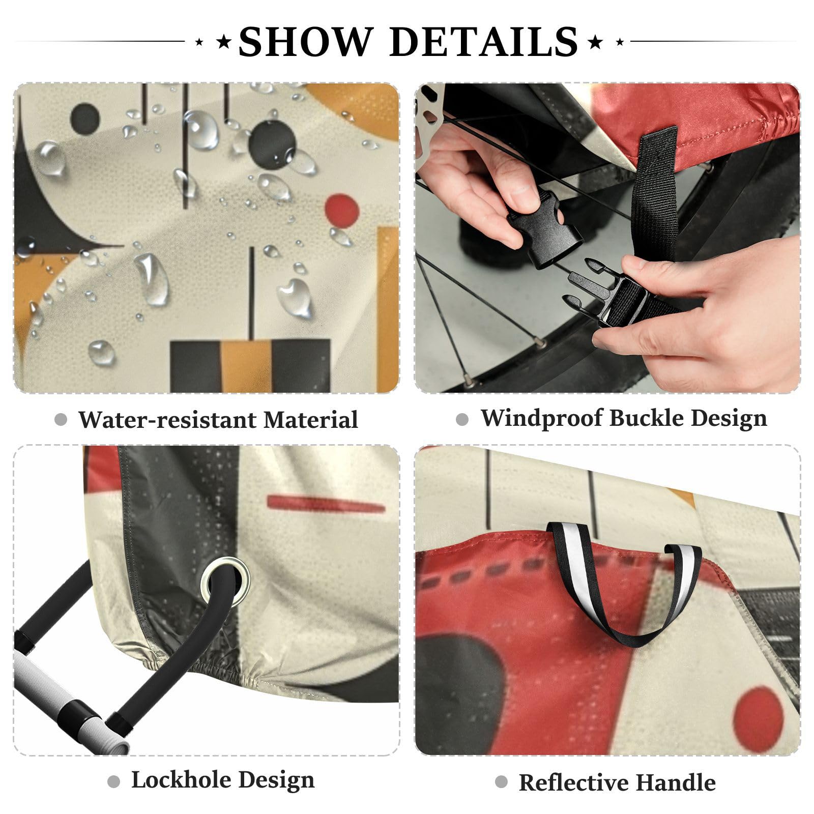 Housse de vélo géométrique imperméable avec trous de verrouillage pour intérieur et extérieur - Convient à la plupart des cobertor para bicicletas para lluvia y sol