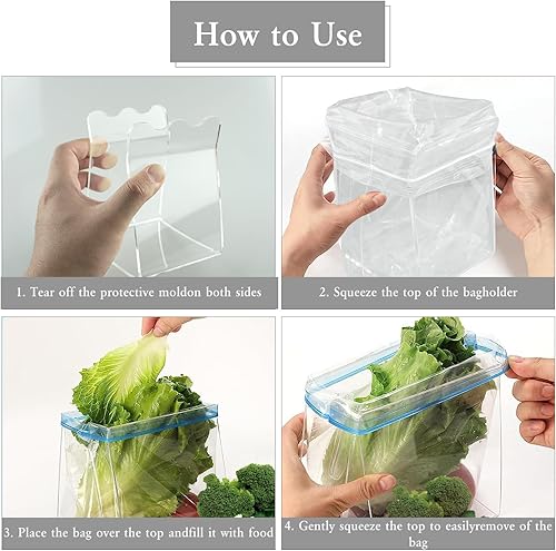 Miniatura 3 de Paquete de 2 soportes para bolsas Ziplock, soporte para bolsa de congelador, soporte para bolsa de almacenamiento de alimentos, soporte para bolsa