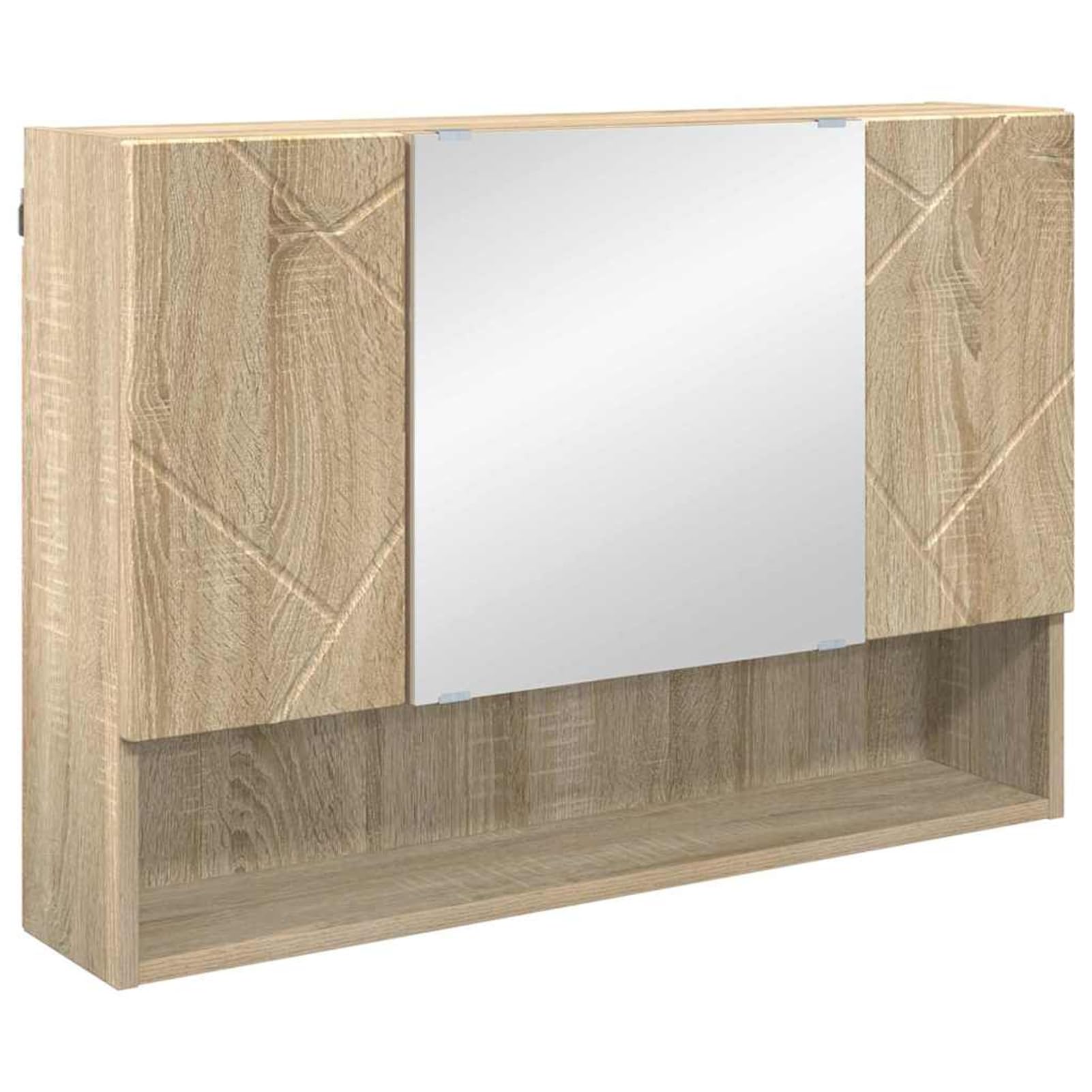 Gecheer Spiegelschrank Sonoma-Eiche 80 x 17 x 55 cm Holzwerkstoff, Deko Spiegel Bathroom Mirror für Badezimmer Make-up Rasur Wohnung Hotel883356
