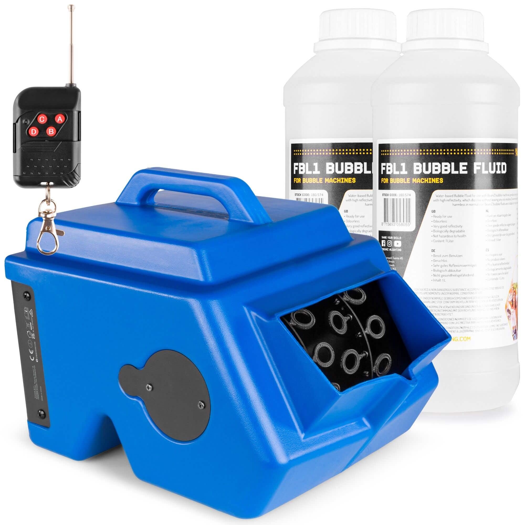 Máquina de burbujas de doble rueda y 2 ventiladores BeamZ B1500 con mando 8