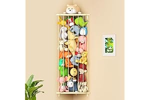 Kids Stuffed Animal Storage Toy Organizer: Neutral Corner Plush Toy Holder for Wall