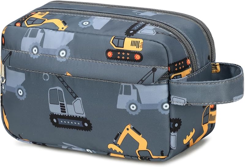 Necessaire infantil de viagem CAMTOP com zíper, modelo suspenso, poliéster, Amarelo Escavadeira, 1 unidade