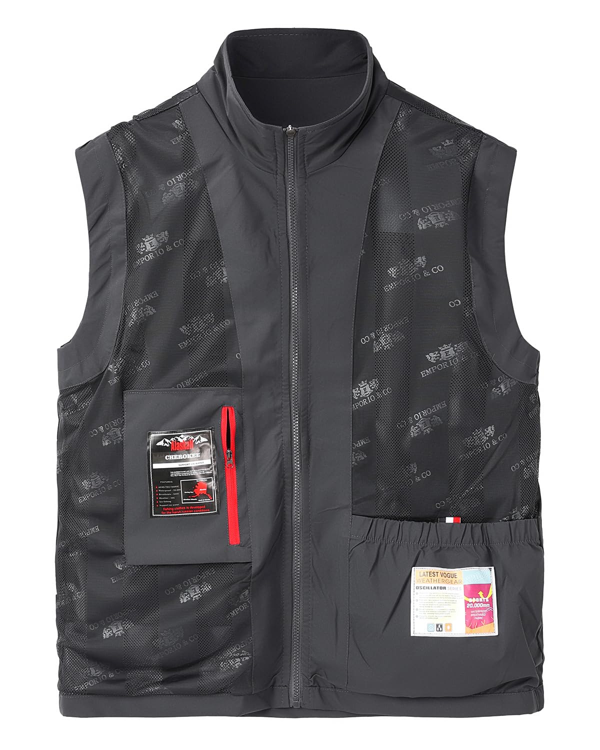 Veste Sans Manches Homme Gilet de Pêche avec Grandes Poches Col Montant Plein Air Golf Gilets pour Photographie Randonnée Escalade