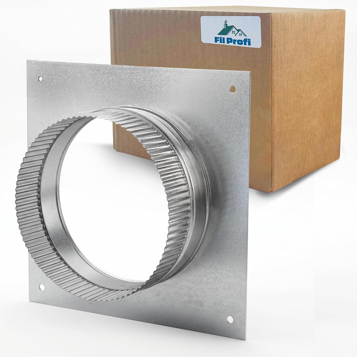 6 Inch Square Base Universal Duct Flange, Galvanized Steel Mounting Flange for HVAC, Ventilation, Dryer Vent & Exhaust