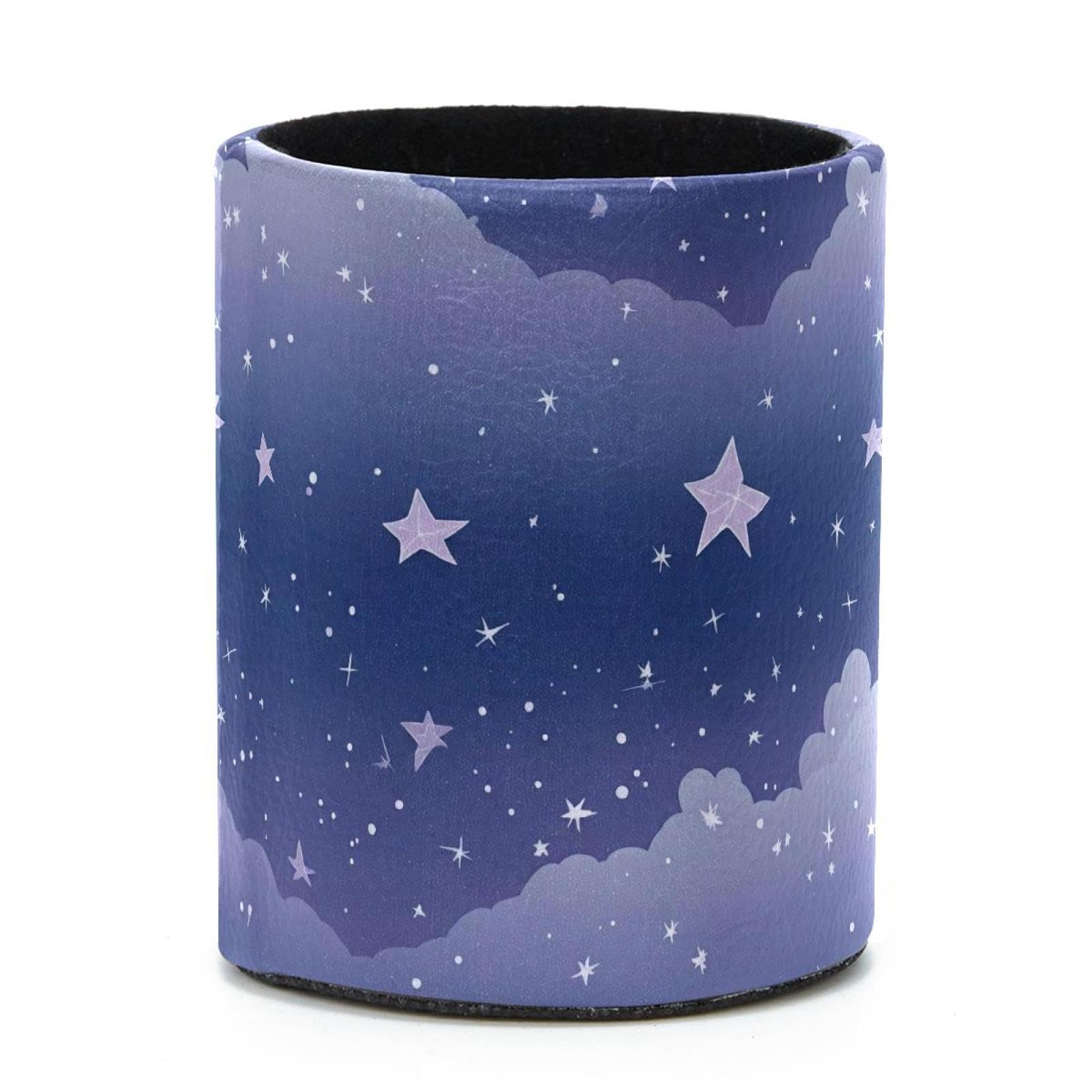 VAPOKF Round Pencil Holders for Desk, Purple Starry Sky Pen Holders Pen Pot Makeup Brushes Storage Desktop Stationery Supplies Organiser for Home Office