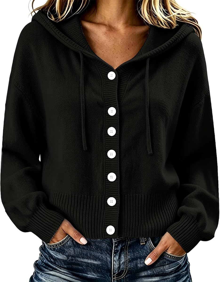 Long Sleeve Crewneck Button Down Womens Sweatshirts 2026 Fall Casual Loose Open Front Sweaters Dressy Comfort Tops