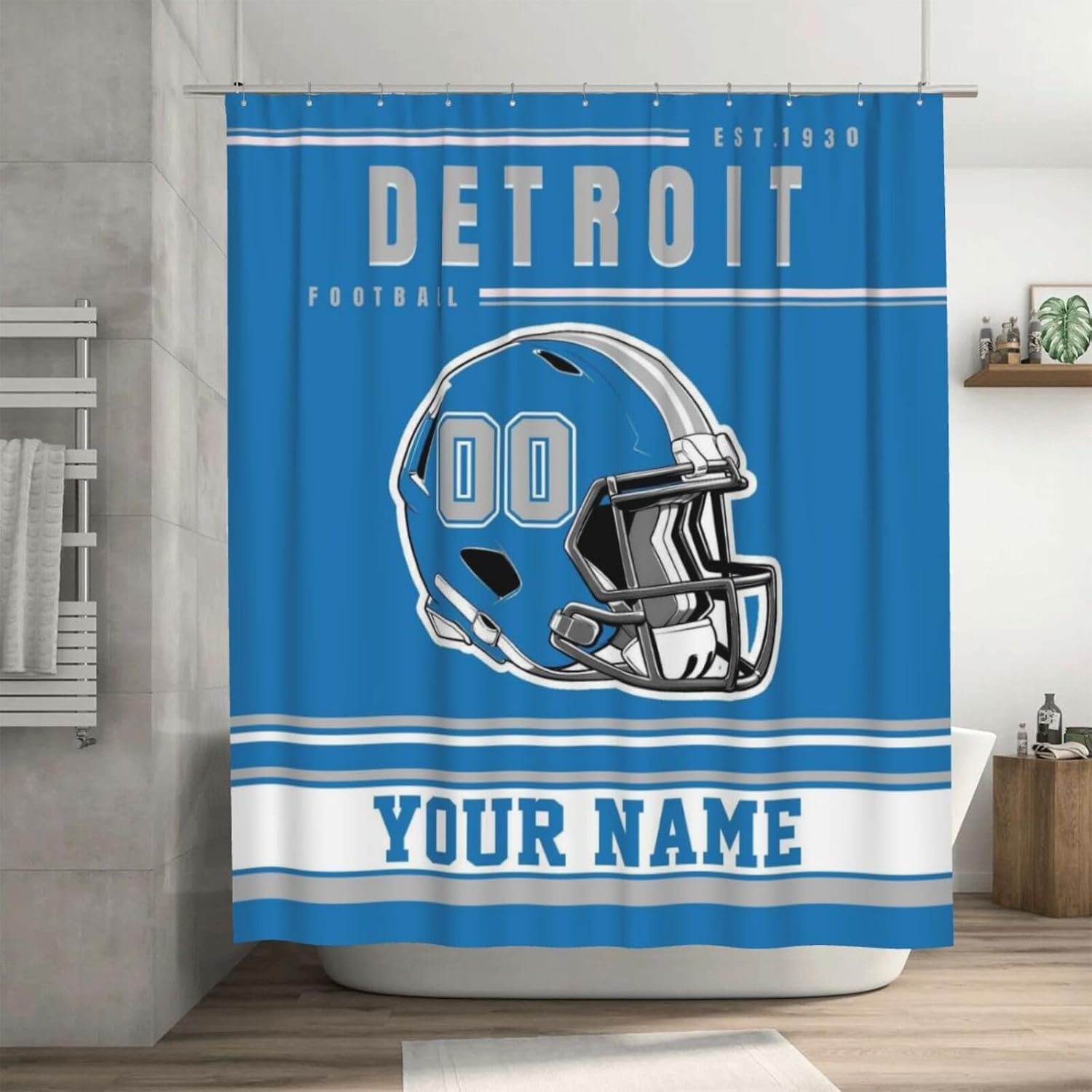 Custom Cincinnati Shower Curtain with Hooks Personalized Football Style with Name Number Customized City Sport Bath Curtain Bathroom Decoration Gift for Fans Men Women