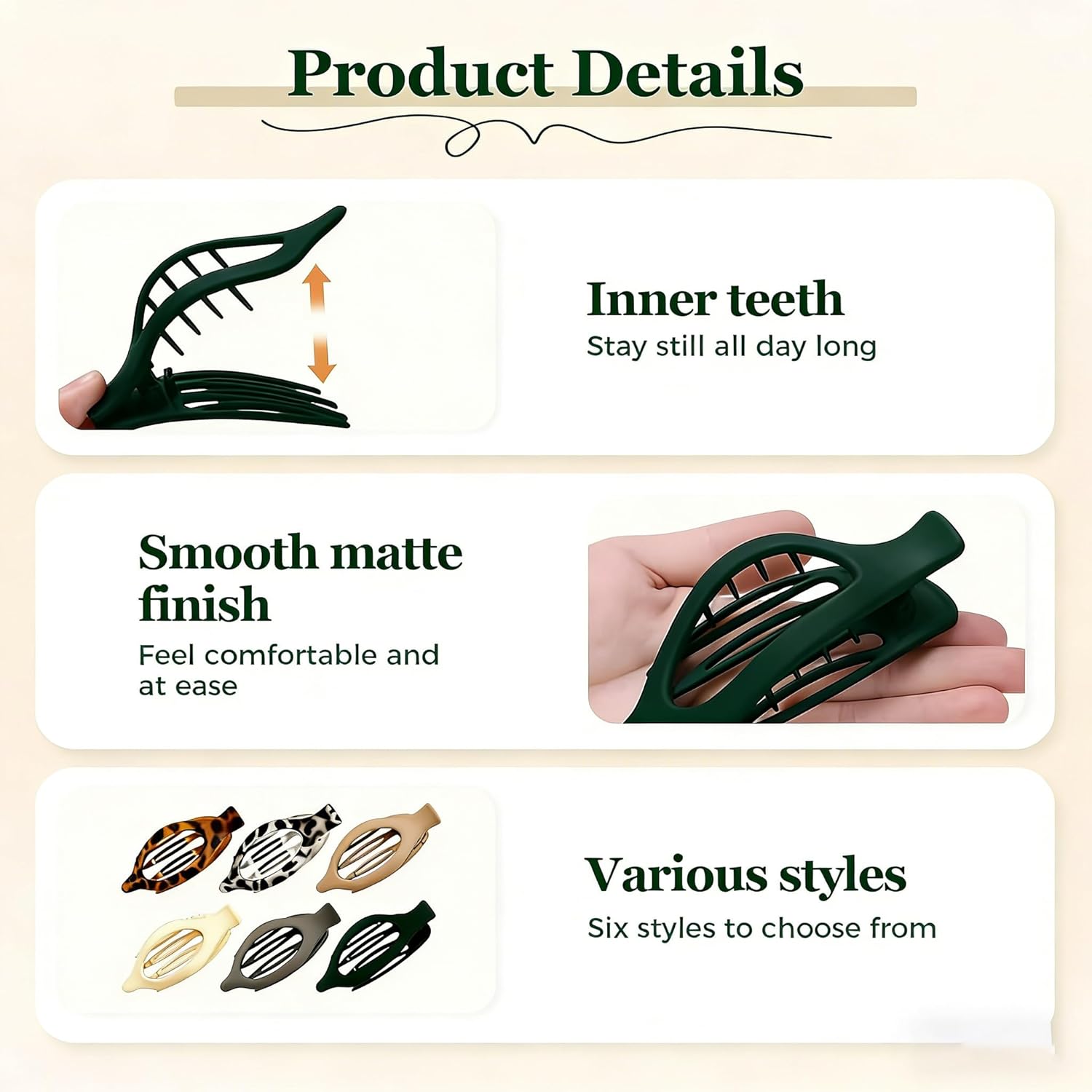 Flat Hair Clips for Women, Flat Claw Clips & Duckbill Hair Clips for Thick or Thin Hair, No-Slip Grip Hair Styling Accessories for Daily Use (Multicolor-A)