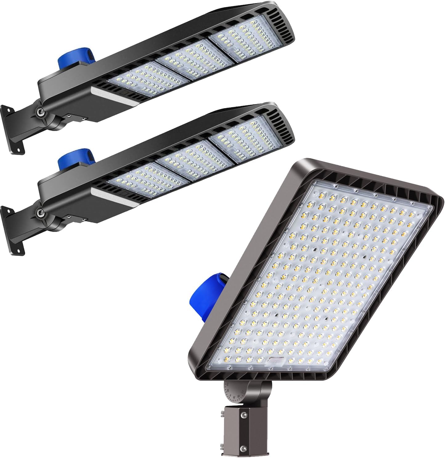 Juyace 480W and 2 Pack 300W LED Parking Lot Light Dusk to Dawn LED Outdoor Lighting Wall Mount Exterior Flood Light Commercial Outside Light IP65 100-277V for Shoebox Street Security Area