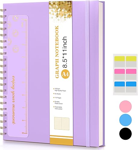 Miniatura 37 de Cuaderno de espiral diario de 8.5" x 11", cuadernos rayados para mujeres y hombres, diario grande A4 con rayas universitarias, papel de 100 GSM,