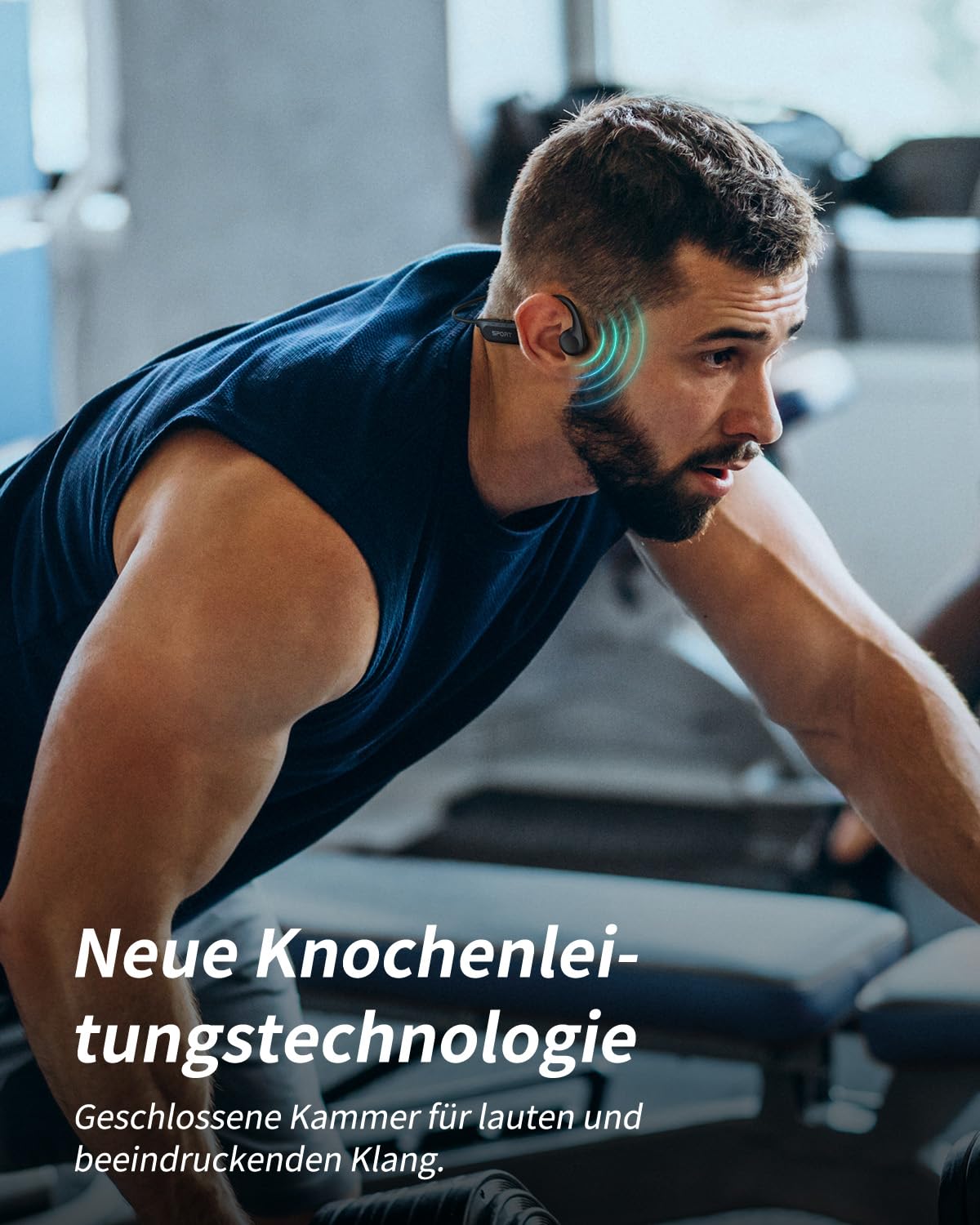 Knochenschall Kopfhörer, Offene Kopfhörer Bluetooth 6.0 Bone Conduction Open Ear Drahtloses Sport Headset mit 10 Stunden Spielzeit, IPX6 Wasserdicht für Fitness/Radfahren/Fahren/Laufen