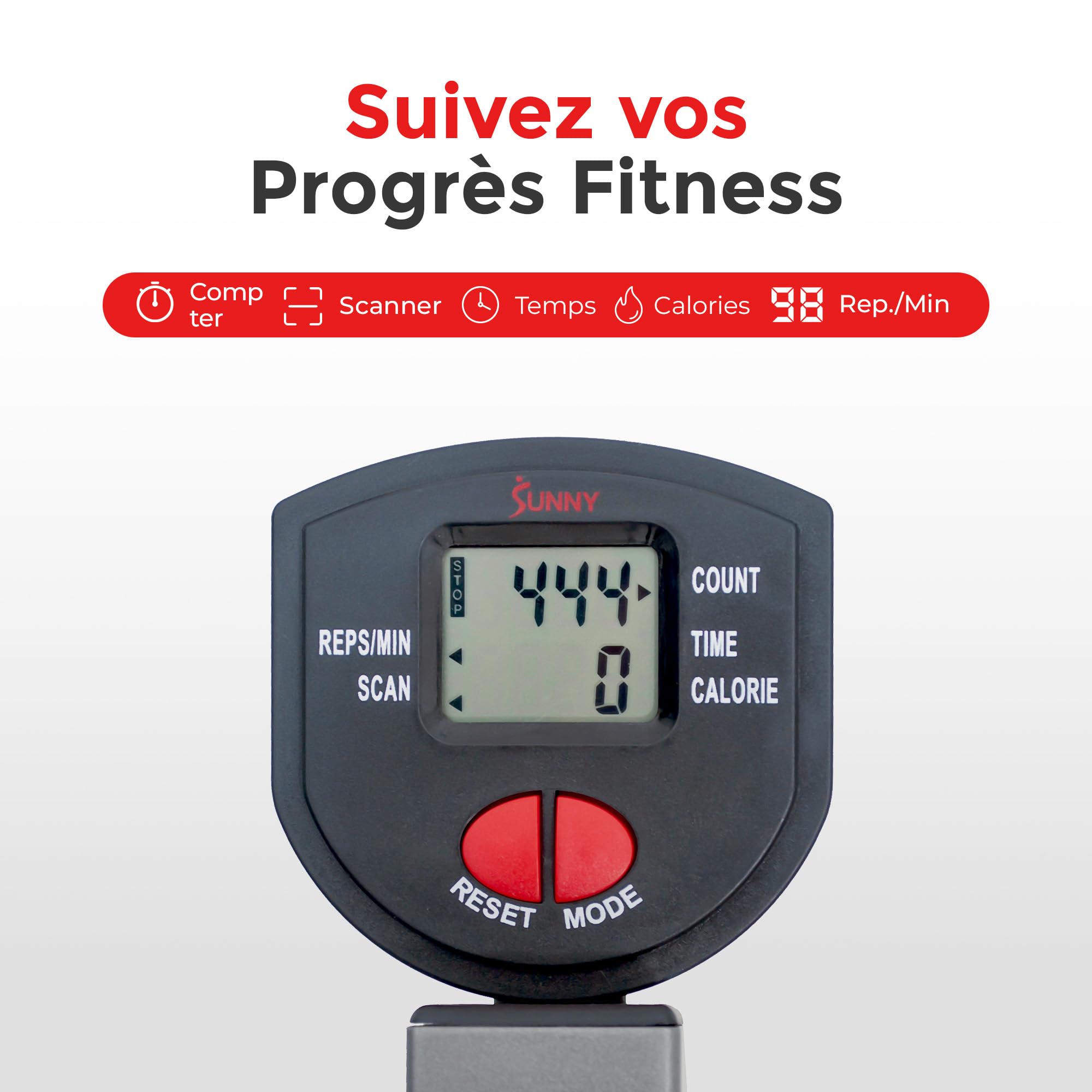 Sunny Health & Fitness Row-N-Ride PRO Appareil de Squat Combiné pour Entraînement Complet du Corp avec Band de Résistance Optionnelle, Équipement d’Abdo et de Cardio pour la Maison avec l’App SunnyFit