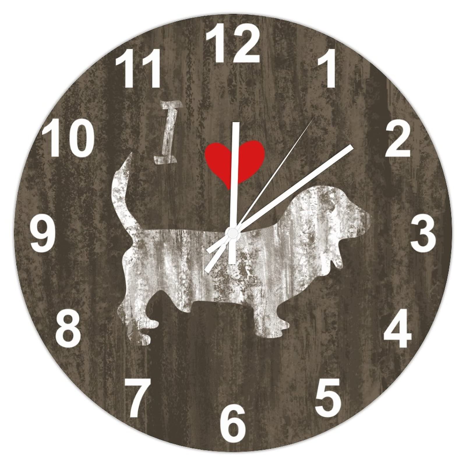 Horloge murale Teckel vintage suspendre bois silencieux cadeau maman rétro 30 cm
