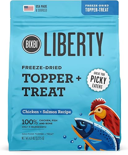 Miniatura 1 de BIXBI Liberty - Decoración de comida liofilizada para perros + golosina para perros, receta de pollo y salmón, 4.5 onzas, 100% carne y órganos, sin