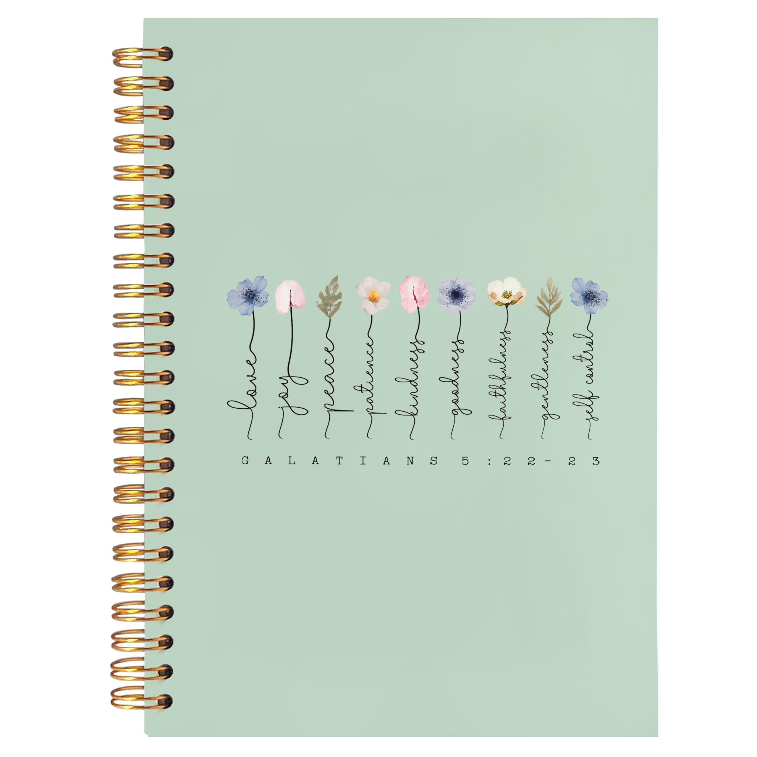 BearCake Boho Floral Christian Notebook Journal,spiral Bible Notebooks for Note Taking,Christian Gifts for Women, Bible Journaling Notebook,Bible 5:22-23 Hardcover Spiral Notebook 5.5x8.3 green