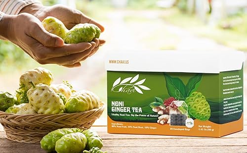 Miniatura 6 de CHAVI Non Tiea (Noni Ginger, paquete de 1)  20 bolsas de té por caja  Bebida Noni Dieters  Extra fuerte  Calidad premium